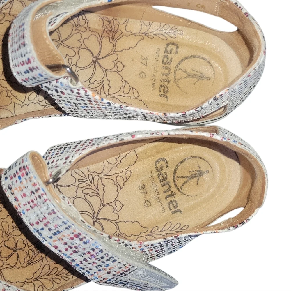 Ganter Women's Open Toe Velcro Fastener Leather Multicolor Sandals 37 - Picture 8 of 9